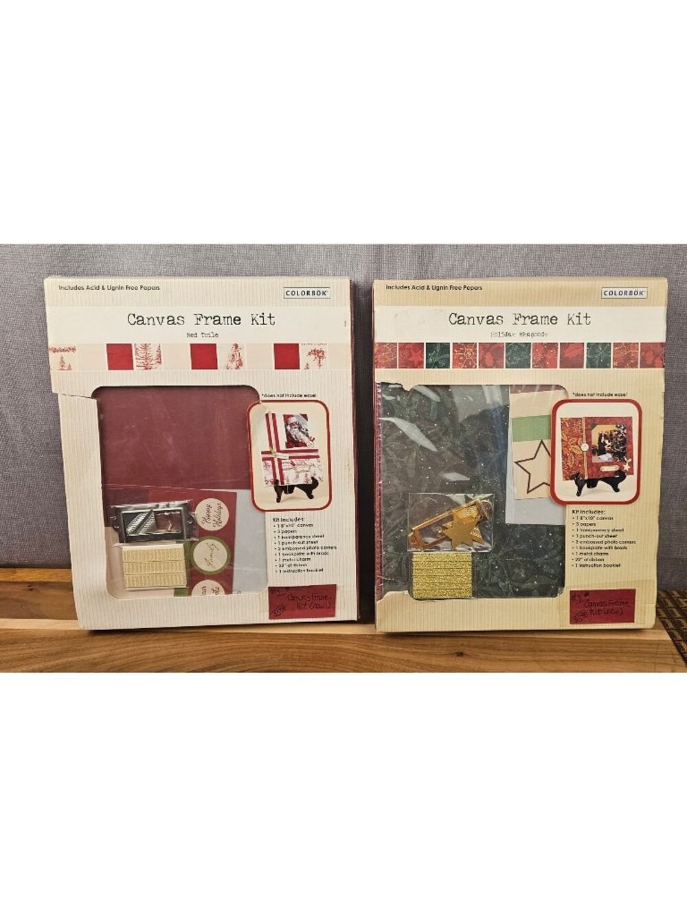 Colorbok Canvas Frame Kits Red Toile & Holiday Rhapsody Acid-Free 8"x10" Scrapbo